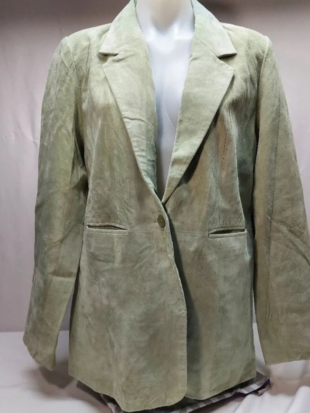 Blazer womens large 100% leather with silky liner lapel collar pockets